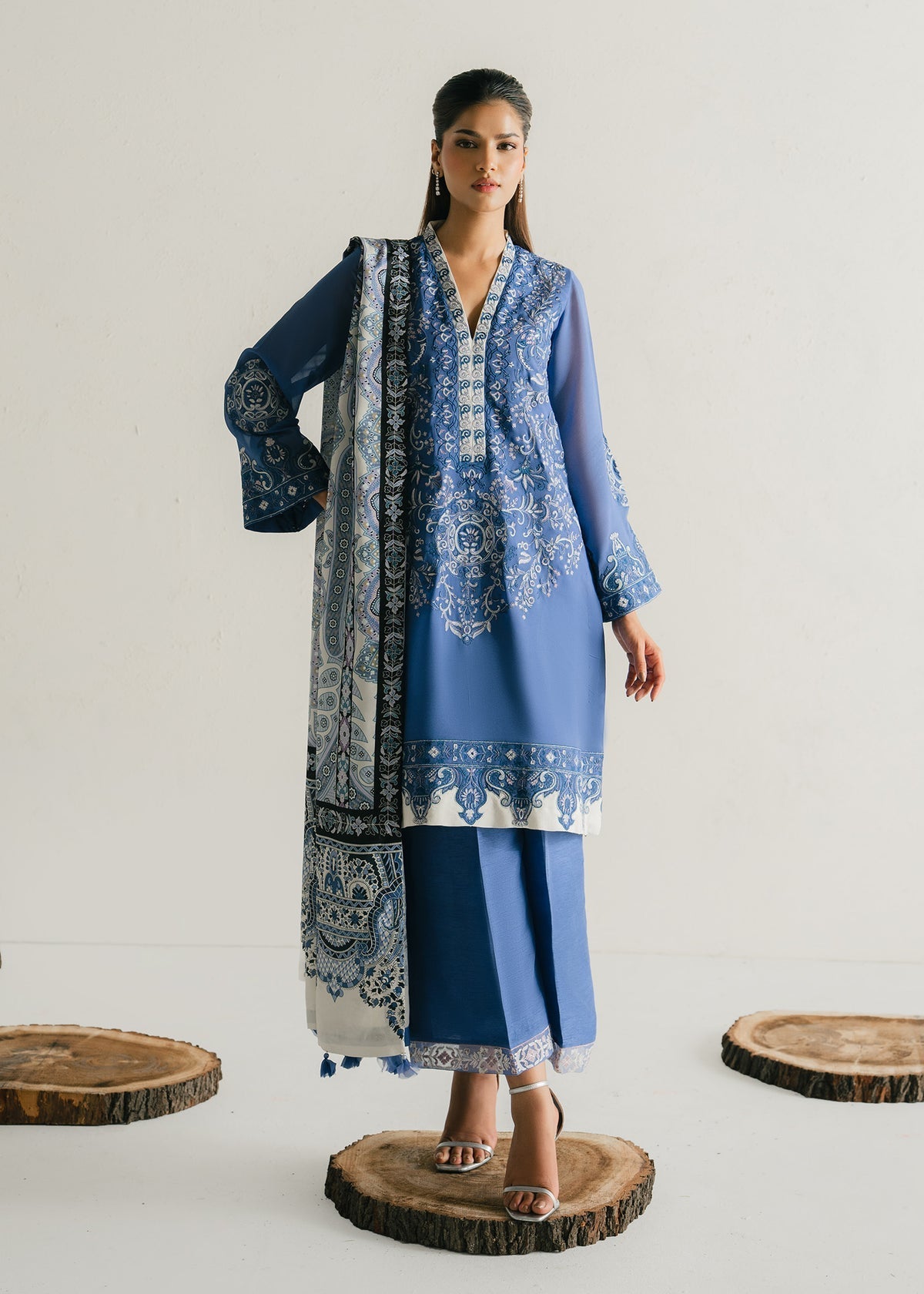 Mahgul | Alea Luxury Pret | Sapphire Mist - Luxury Dress - available at Maria Faisal in UK and USA.