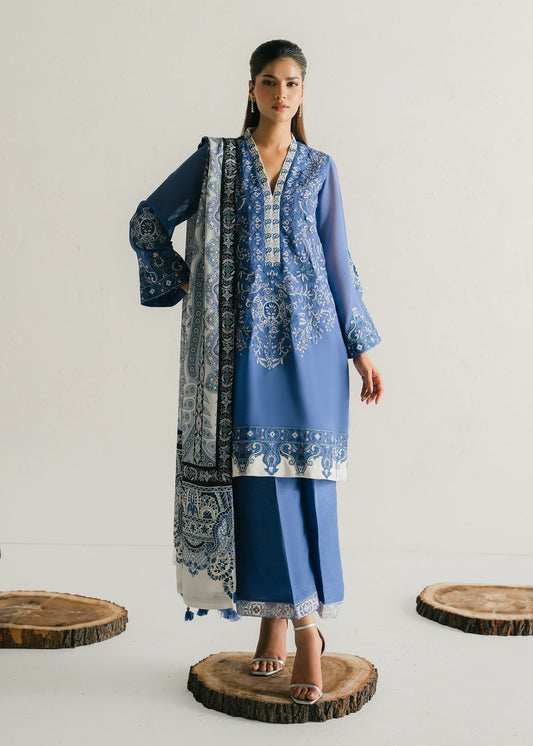 Mahgul | Alea Luxury Pret | Sapphire Mist - Luxury Dress - available at Maria Faisal in UK and USA.