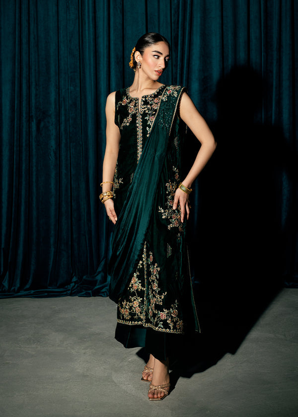 Enchanted Emerald – authentic Pakistani dress from the Velvet Code collection for women in the UK
