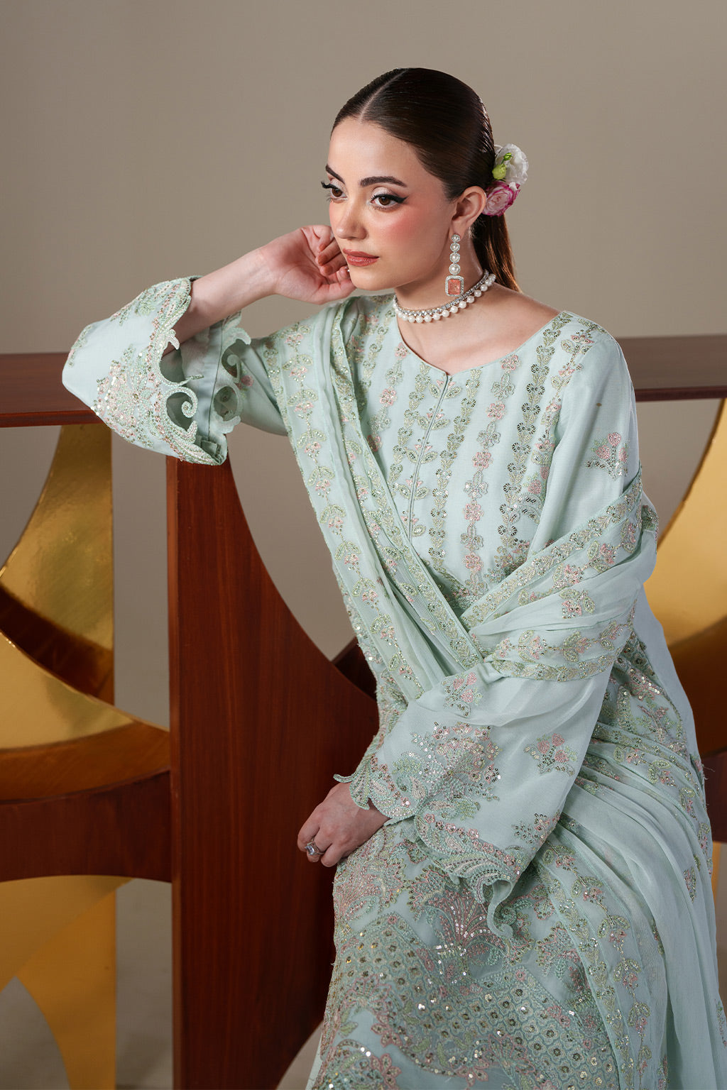 Emaan Adeel | Nouvelle Luxury Chiffon | ORLA - Formal Dress - available at Maria Faisal in UK and USA.