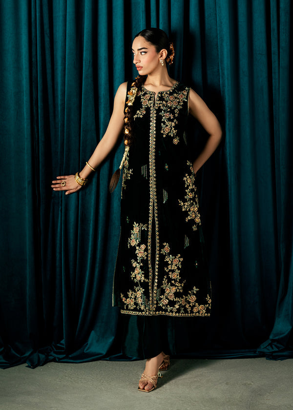 Enchanted Emerald – authentic Pakistani dress from the Velvet Code collection for women in the UK
