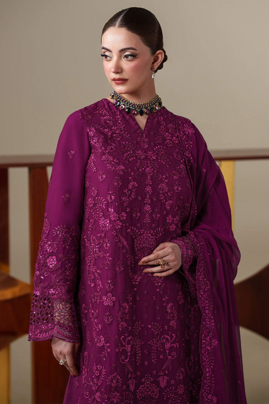 Emaan Adeel | Nouvelle Luxury Chiffon | THEA - Formal Dress - available at Maria Faisal in UK and USA.