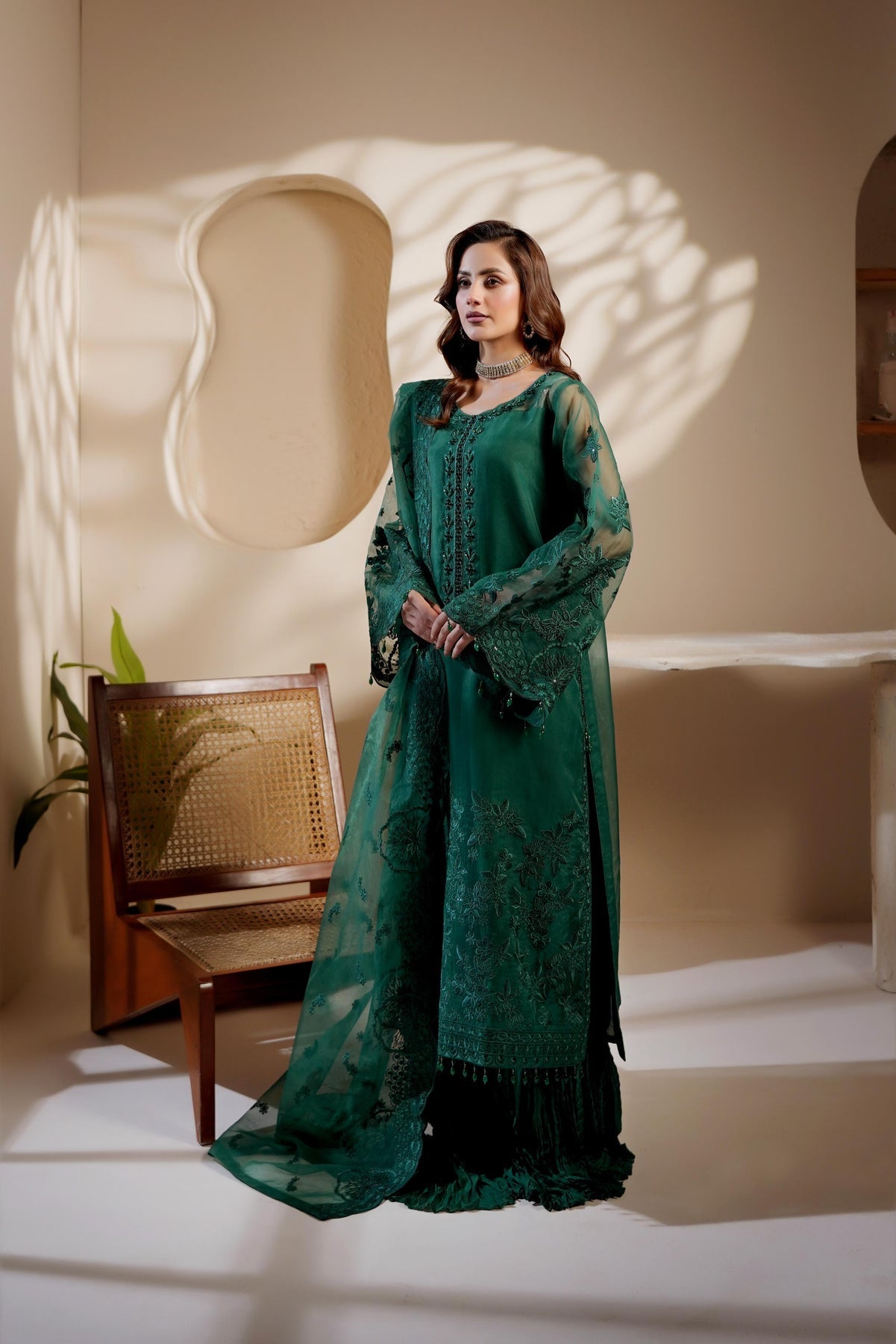 Maryams | Noir Luxe | MERSERA-NOR-1403 - Formal Dress - available at Maria Faisal in UK and USA.