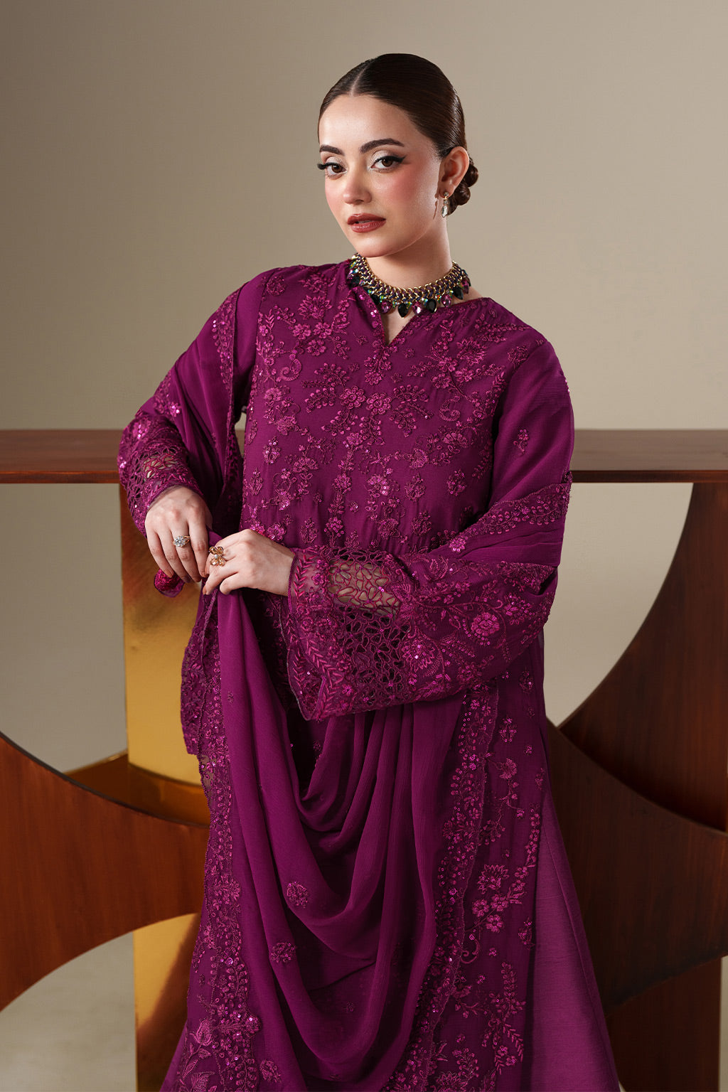 Emaan Adeel | Nouvelle Luxury Chiffon | THEA - Formal Dress - available at Maria Faisal in UK and USA.