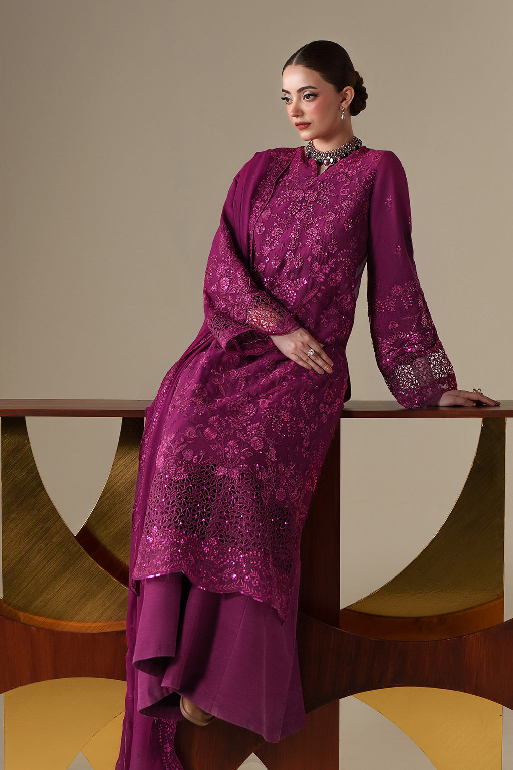 Emaan Adeel | Nouvelle Luxury Chiffon | THEA - Formal Dress - available at Maria Faisal in UK and USA.