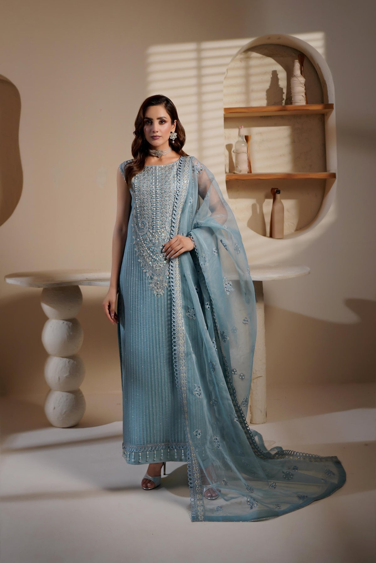 Maryams | Noir Luxe | LATISSA-NOR-1405 - Formal Dress - available at Maria Faisal in UK and USA.