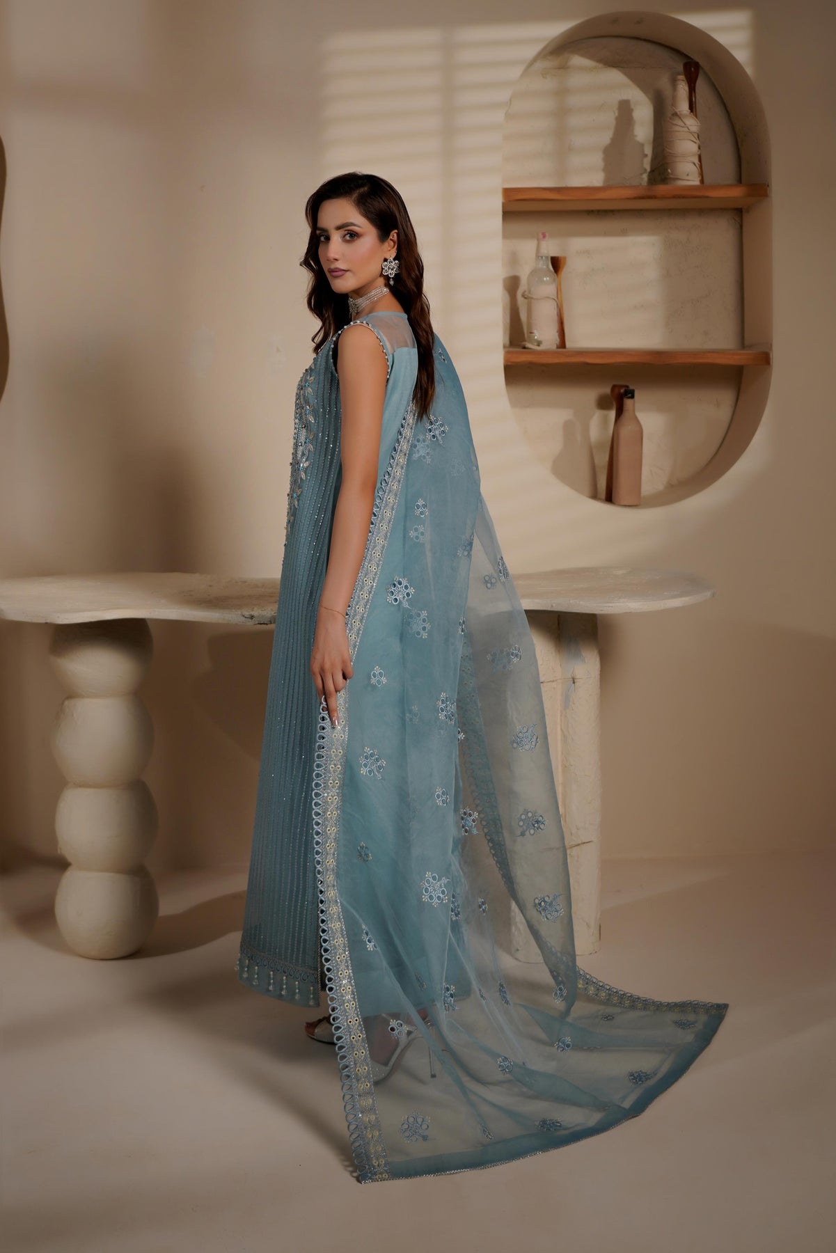 Maryams | Noir Luxe | LATISSA-NOR-1405 - Formal Dress - available at Maria Faisal in UK and USA.
