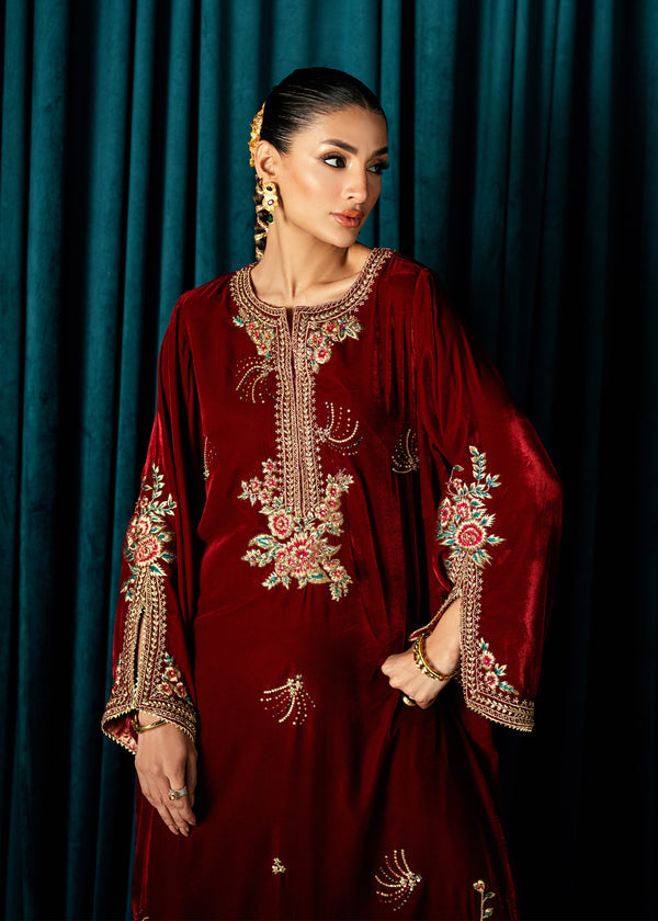 Red Solace – authentic Pakistani dress from the Velvet Code collection for women in the UK