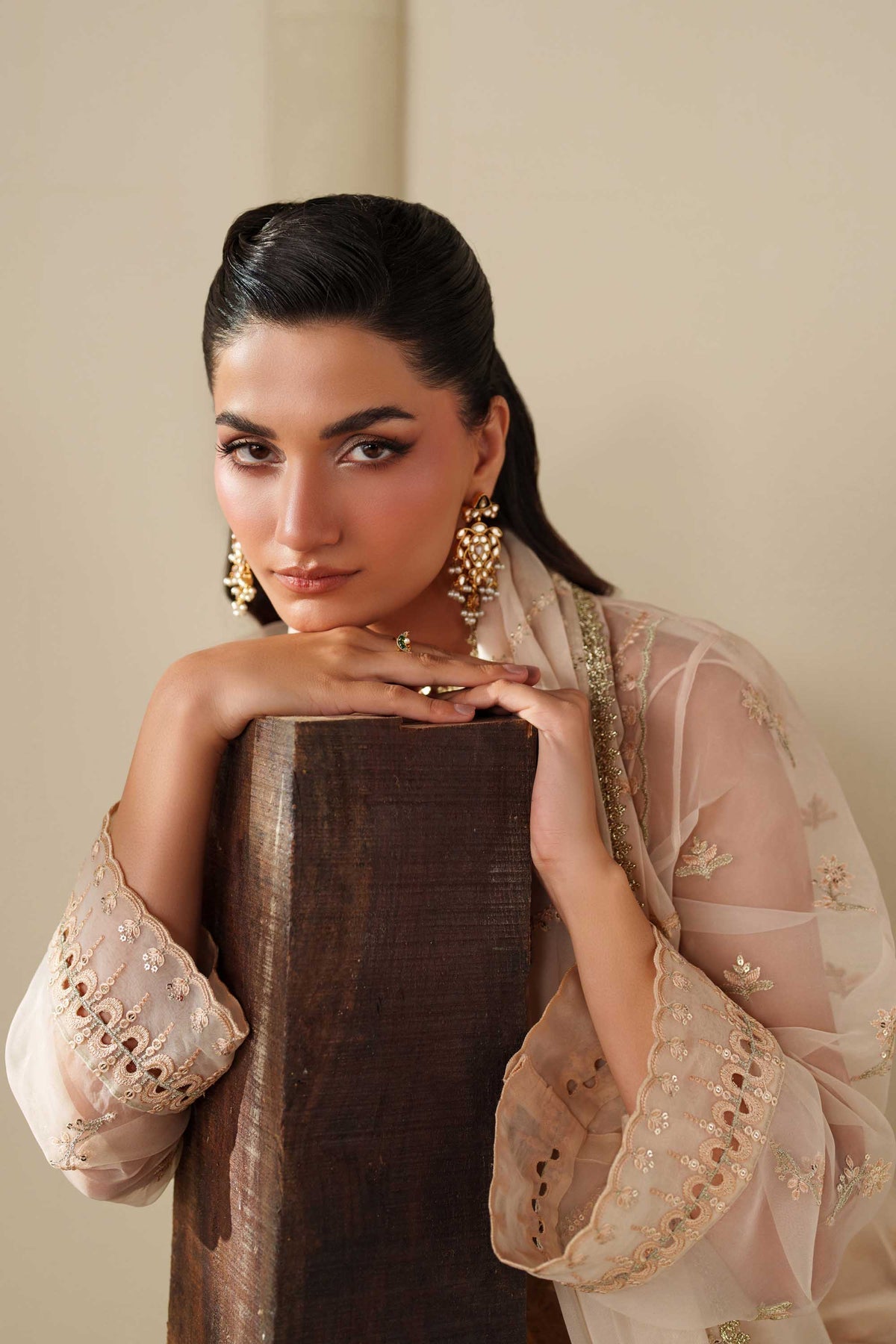 Akbar Aslam | Formal Pret | Taupe - Formal Dress - available at Maria Faisal in UK and USA.
