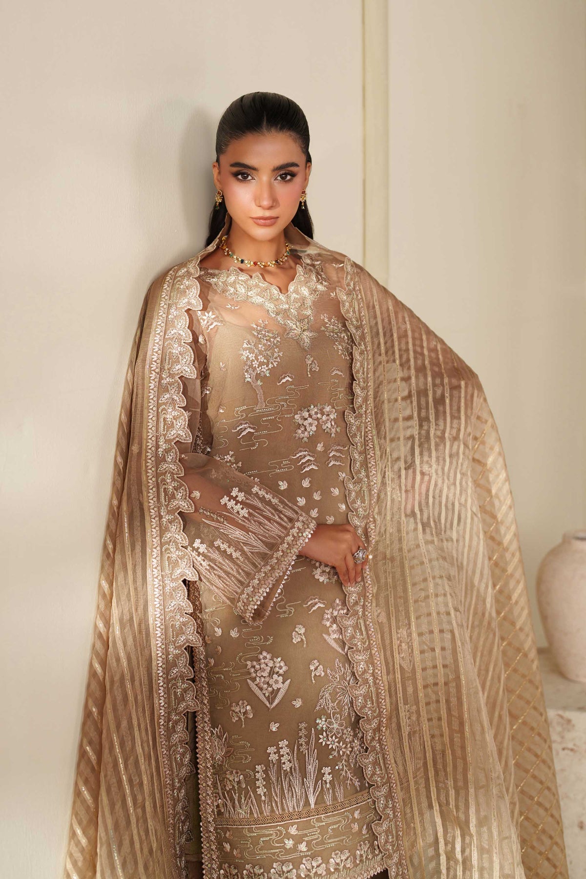 Akbar Aslam | Formal Pret | Cedar - Formal Dress - available at Maria Faisal in UK and USA.