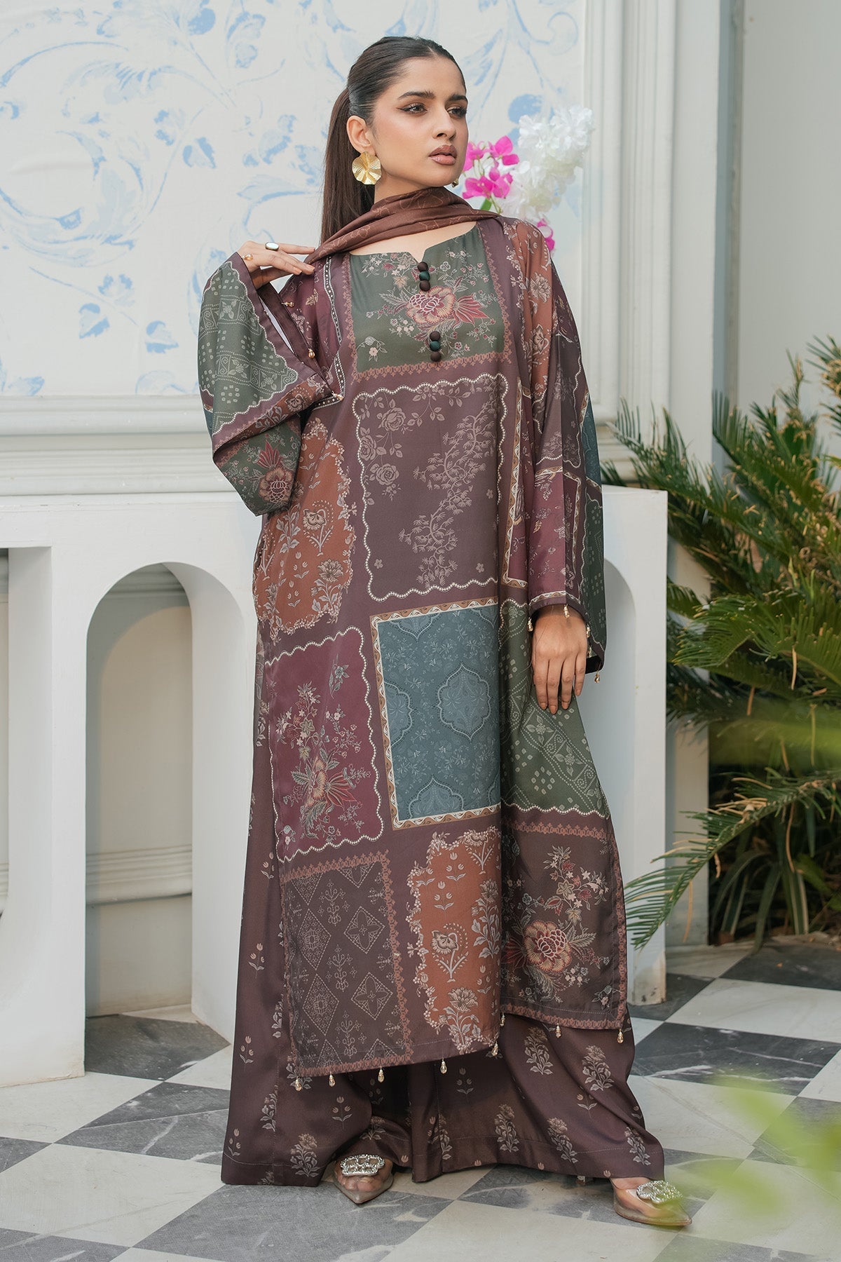 Maryams | Lawn Edit 26 | Basil - Luxury Dress - available at Maria Faisal in UK and USA.