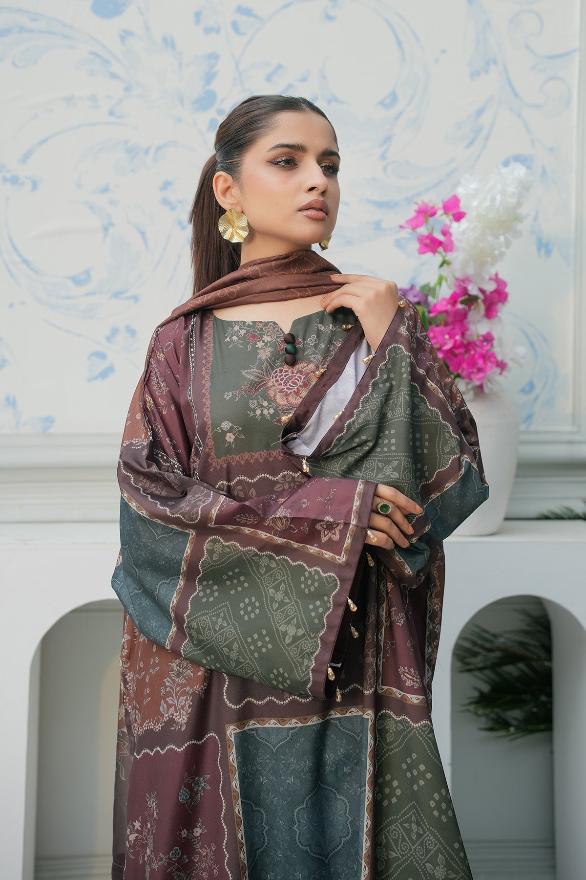 Maryams | Lawn Edit 26 | Basil - Luxury Dress - available at Maria Faisal in UK and USA.
