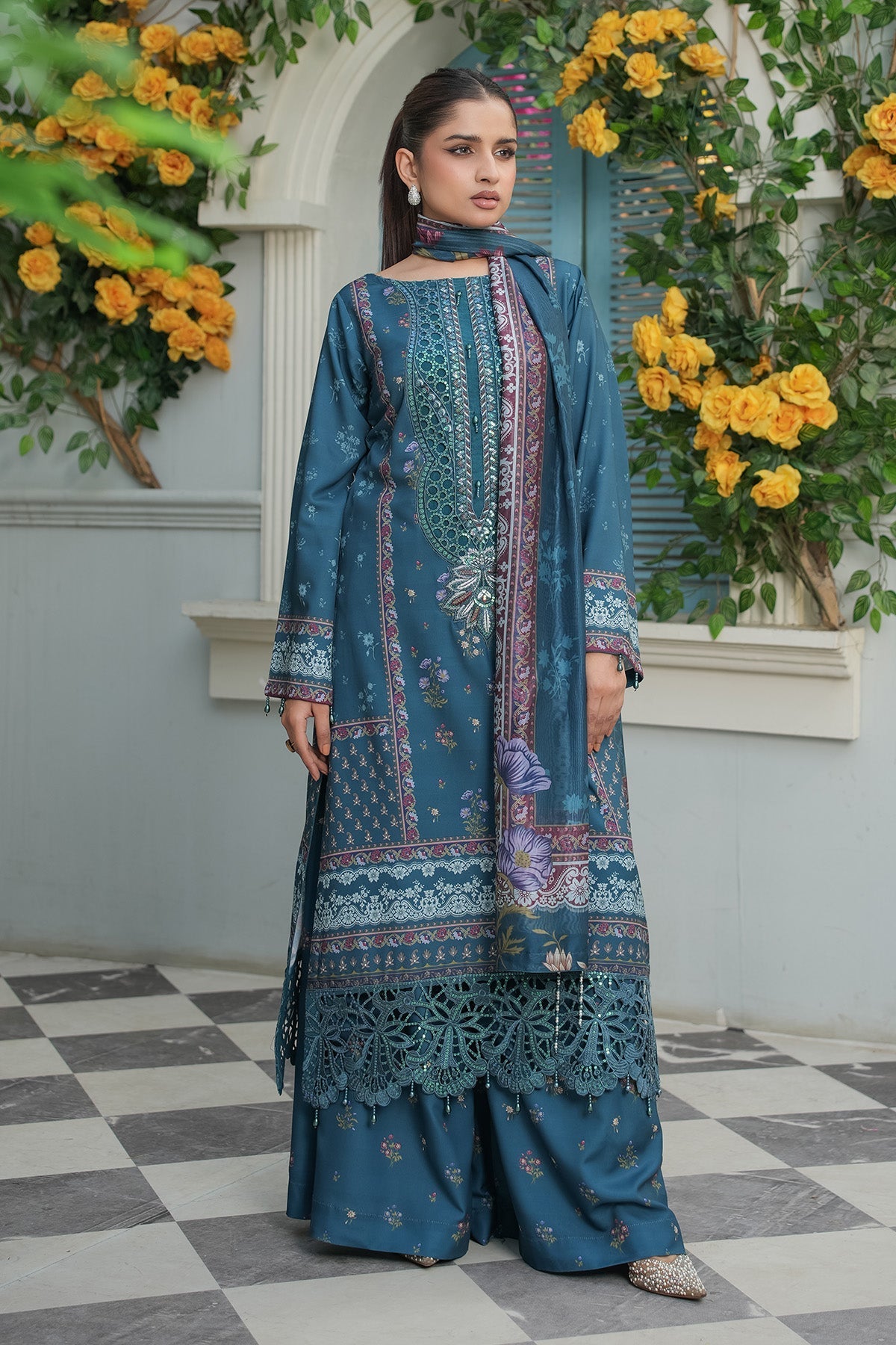 Maryams | Lawn Edit 26 | Crimson - Luxury Dress - available at Maria Faisal in UK and USA.