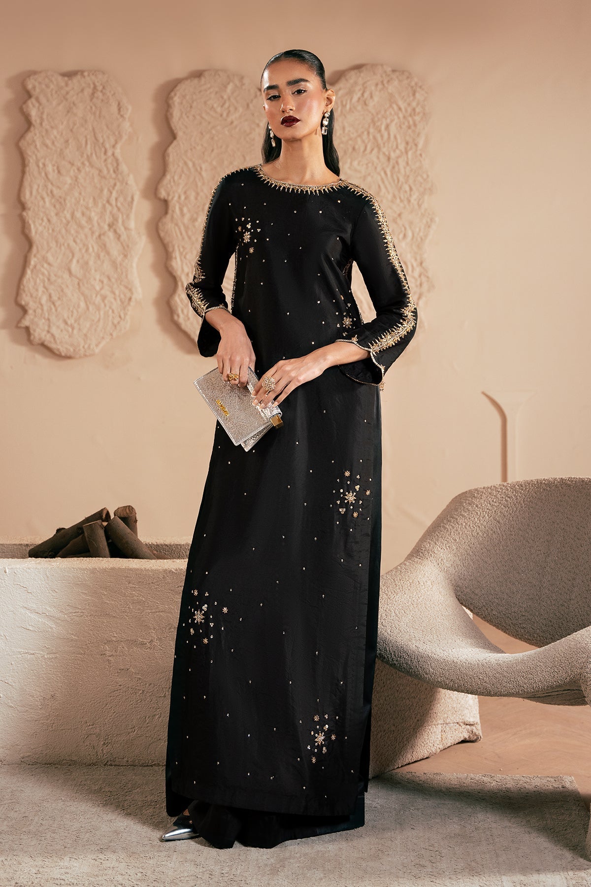 Mina Kashif | Emilie Formals | Black Noir - Formal Dress - available at Maria Faisal in UK and USA.
