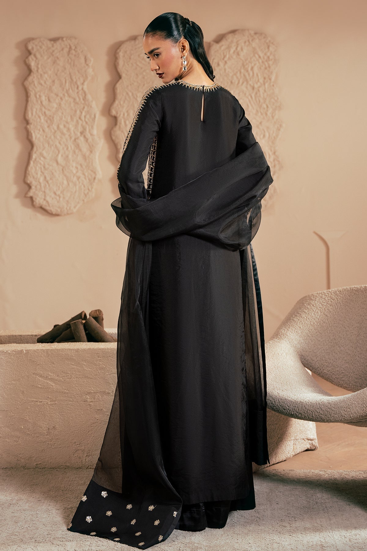 Mina Kashif | Emilie Formals | Black Noir - Formal Dress - available at Maria Faisal in UK and USA.