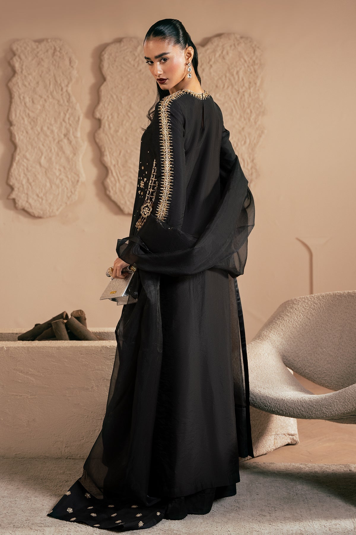 Mina Kashif | Emilie Formals | Black Noir - Formal Dress - available at Maria Faisal in UK and USA.