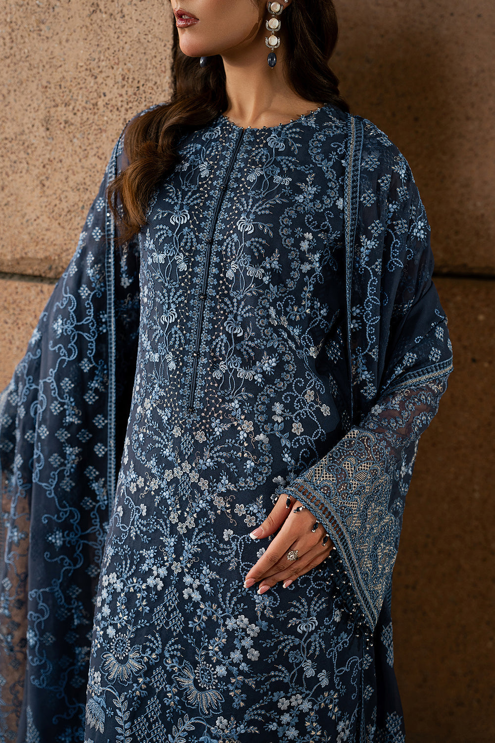 Lavish Premium | Lazawal Formals | Sapphire Veil - Formal Dress - available at Maria Faisal in UK and USA.