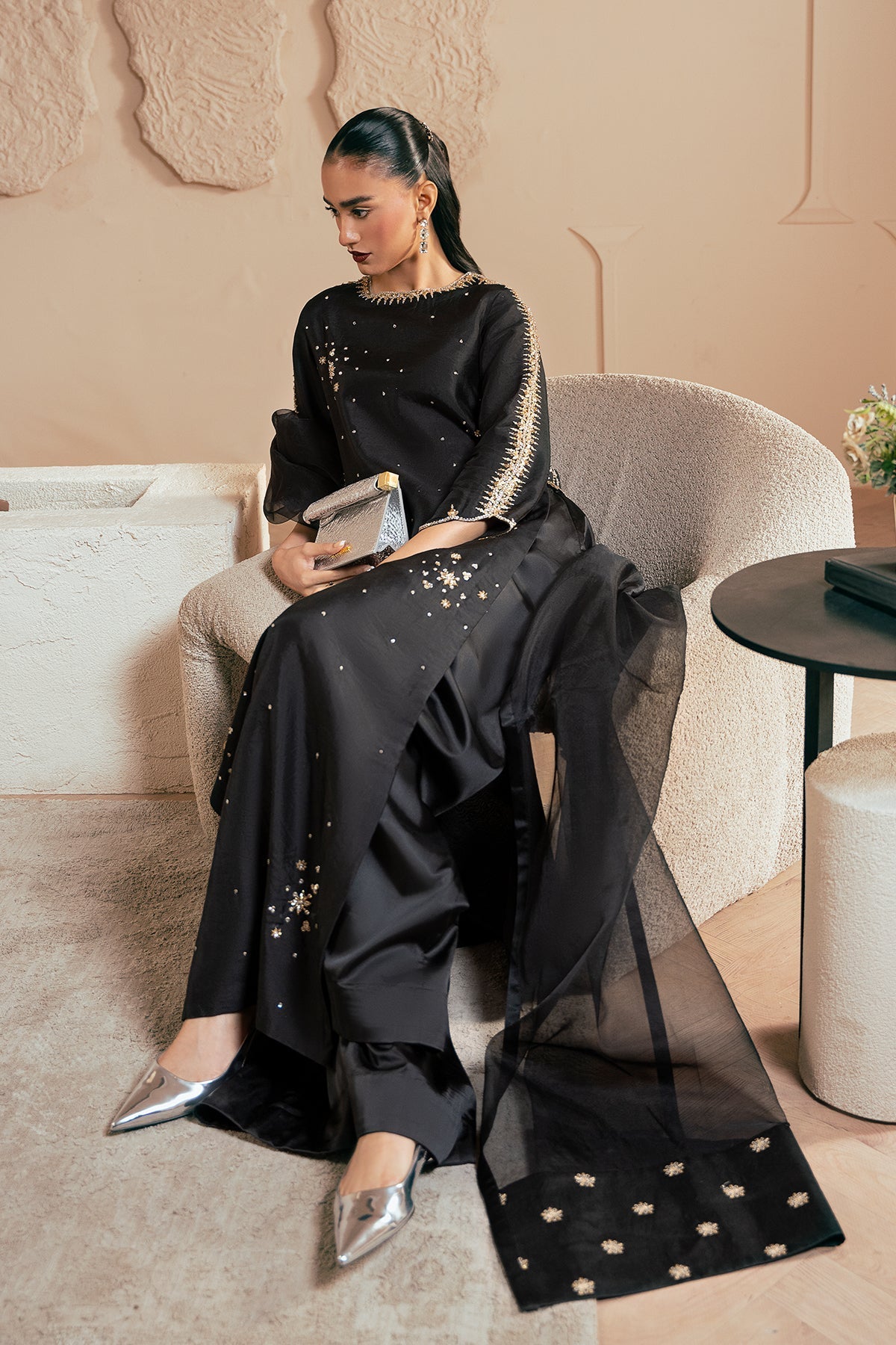 Mina Kashif | Emilie Formals | Black Noir - Formal Dress - available at Maria Faisal in UK and USA.
