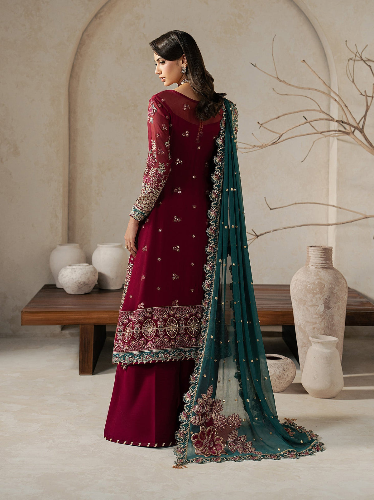 Gulaal | Inaaya Embroidered Chiffon 26 |Jinaan - Formal Dress - available at Maria Faisal in UK and USA.