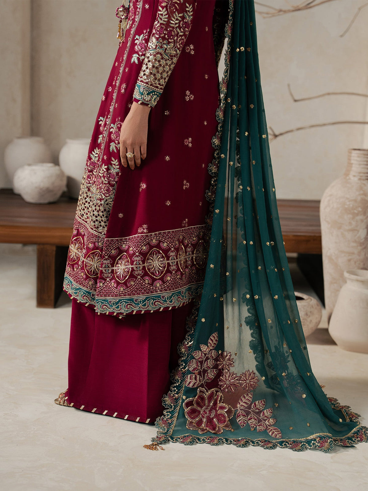 Gulaal | Inaaya Embroidered Chiffon 26 |Jinaan - Formal Dress - available at Maria Faisal in UK and USA.