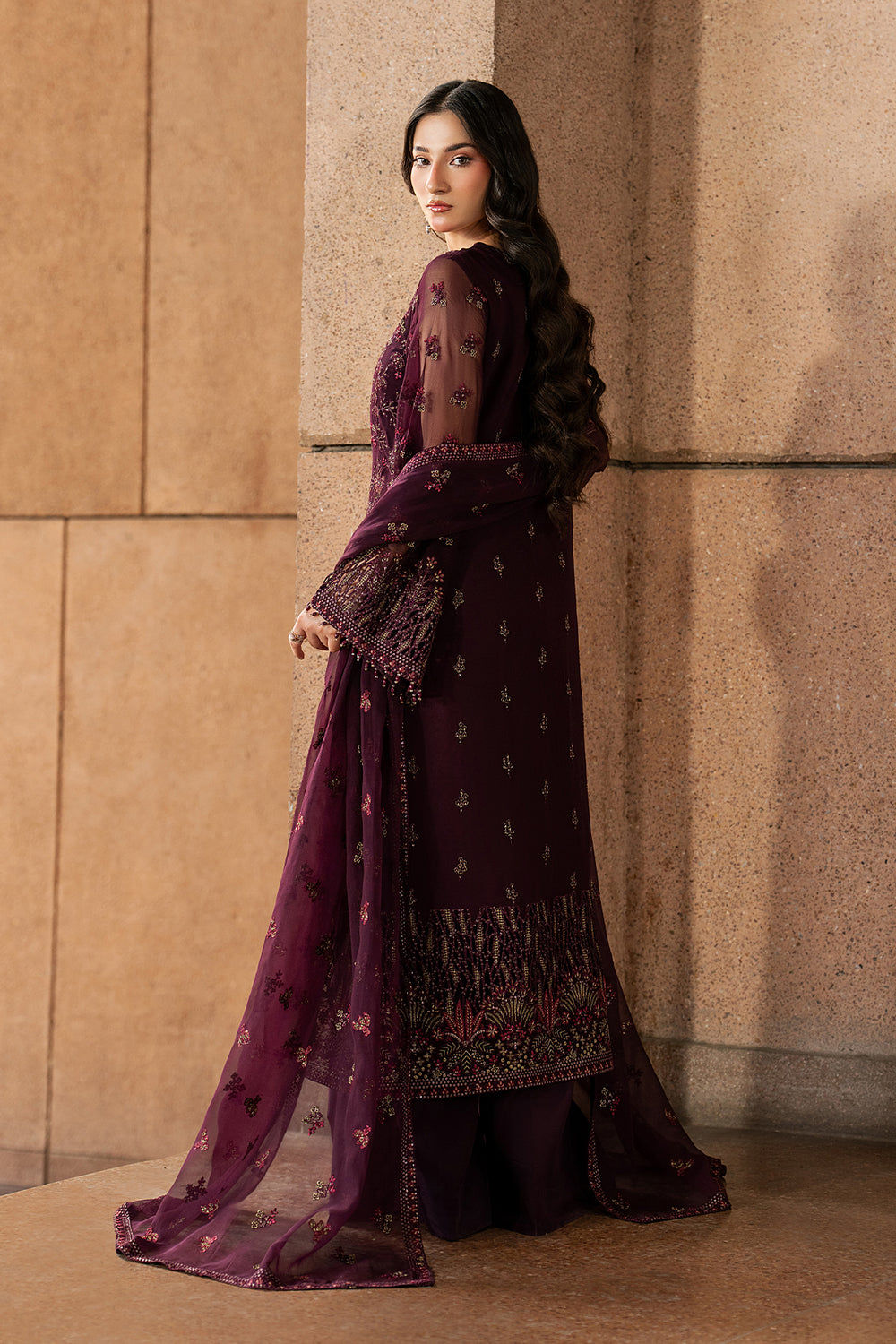 Lavish Premium | Lazawal Formals | MAROON MAJESTY - Formal Dress - available at Maria Faisal in UK and USA.
