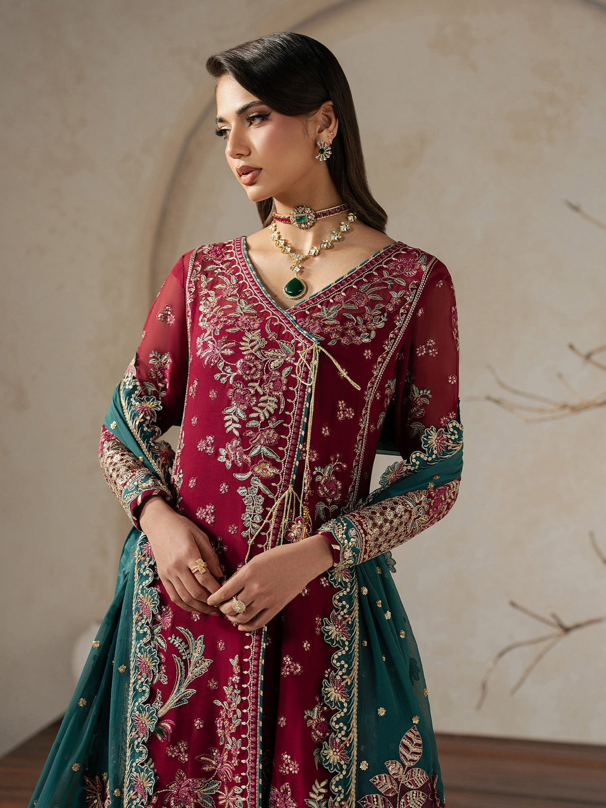 Gulaal | Inaaya Embroidered Chiffon 26 |Jinaan - Formal Dress - available at Maria Faisal in UK and USA.
