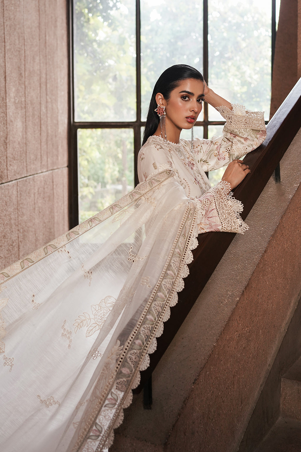 Afrozeh | Chikankari Lawn 24 | Gypsum - Waniyas