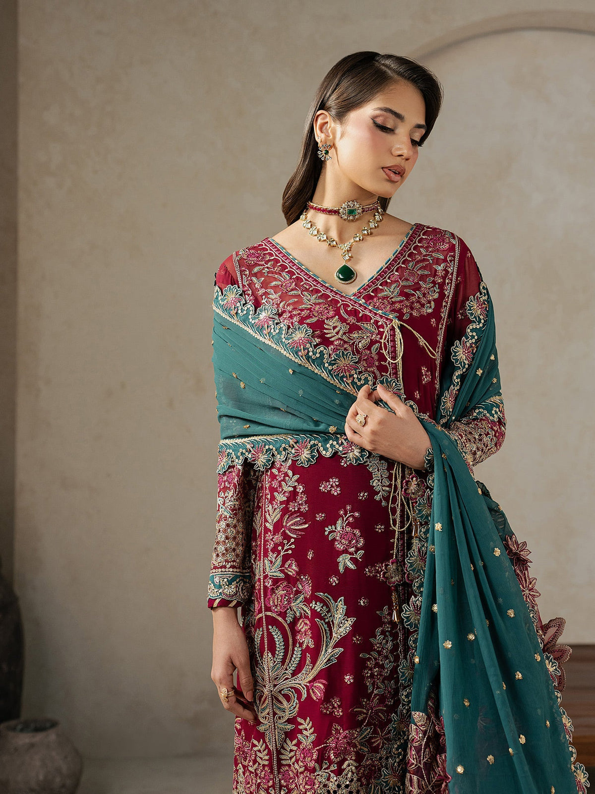 Gulaal | Inaaya Embroidered Chiffon 26 |Jinaan - Formal Dress - available at Maria Faisal in UK and USA.