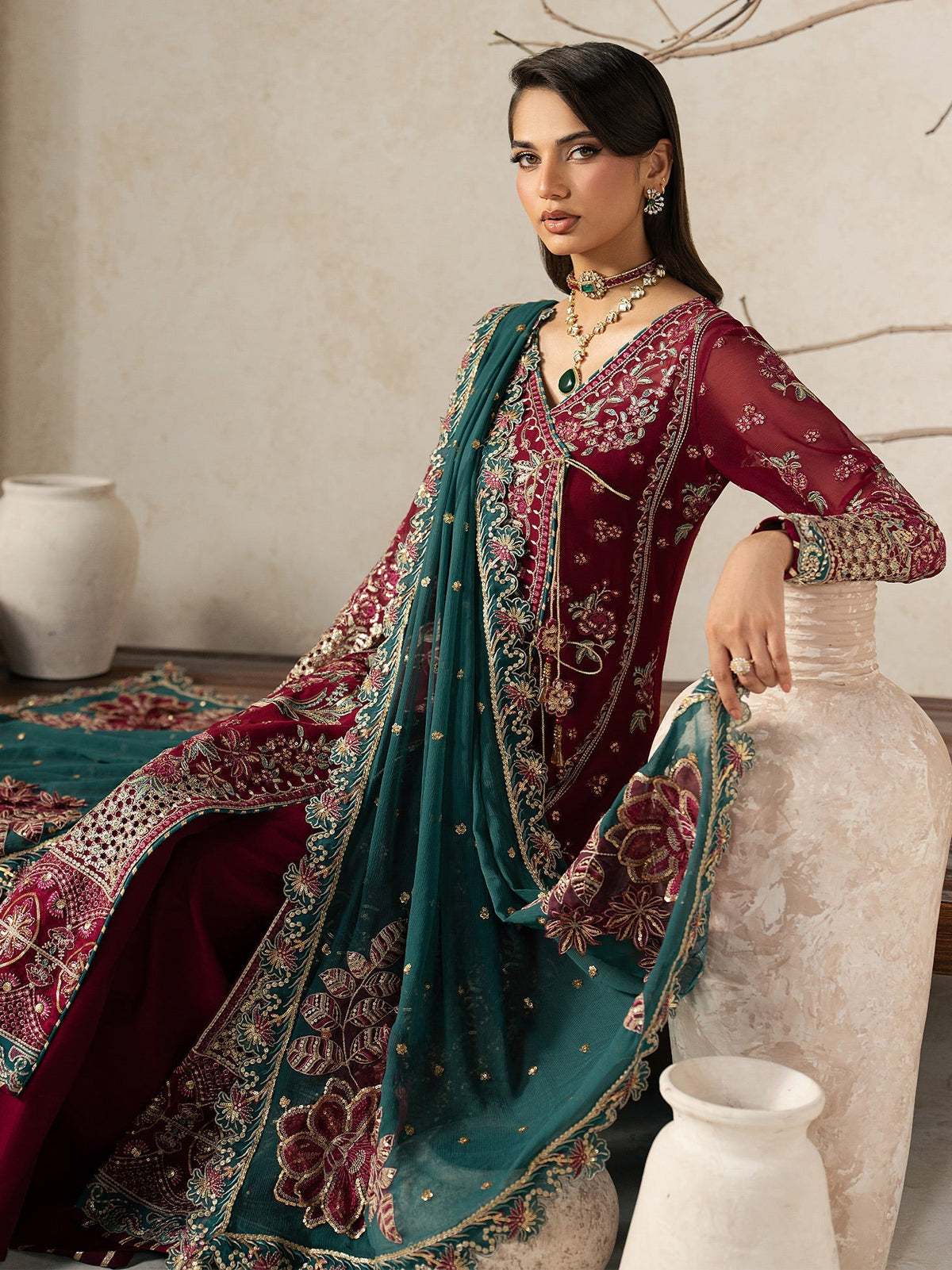 Gulaal | Inaaya Embroidered Chiffon 26 |Jinaan - Formal Dress - available at Maria Faisal in UK and USA.