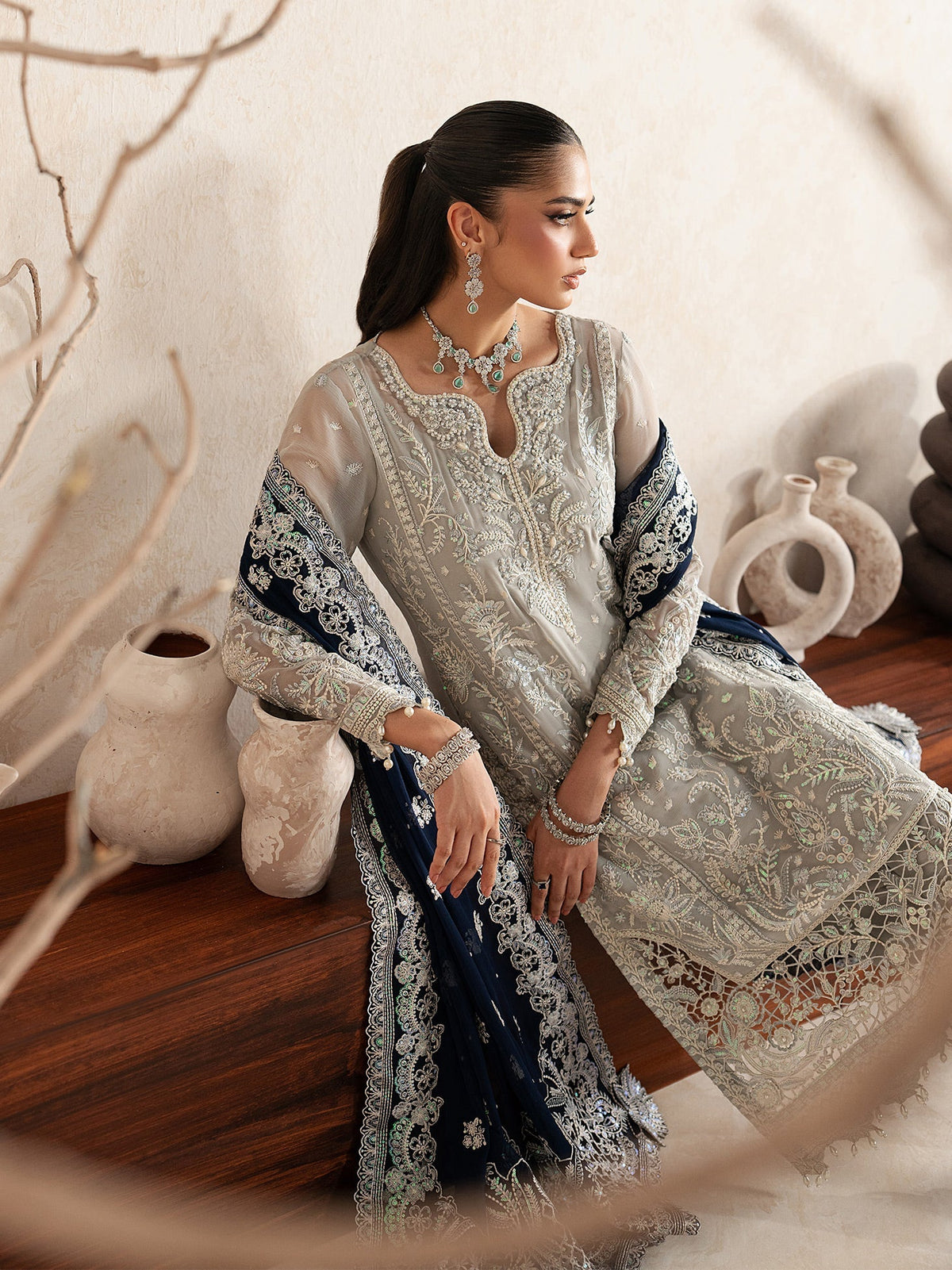 Gulaal | Inaaya Embroidered Chiffon 26 | Gianna - Formal Dress - available at Maria Faisal in UK and USA.