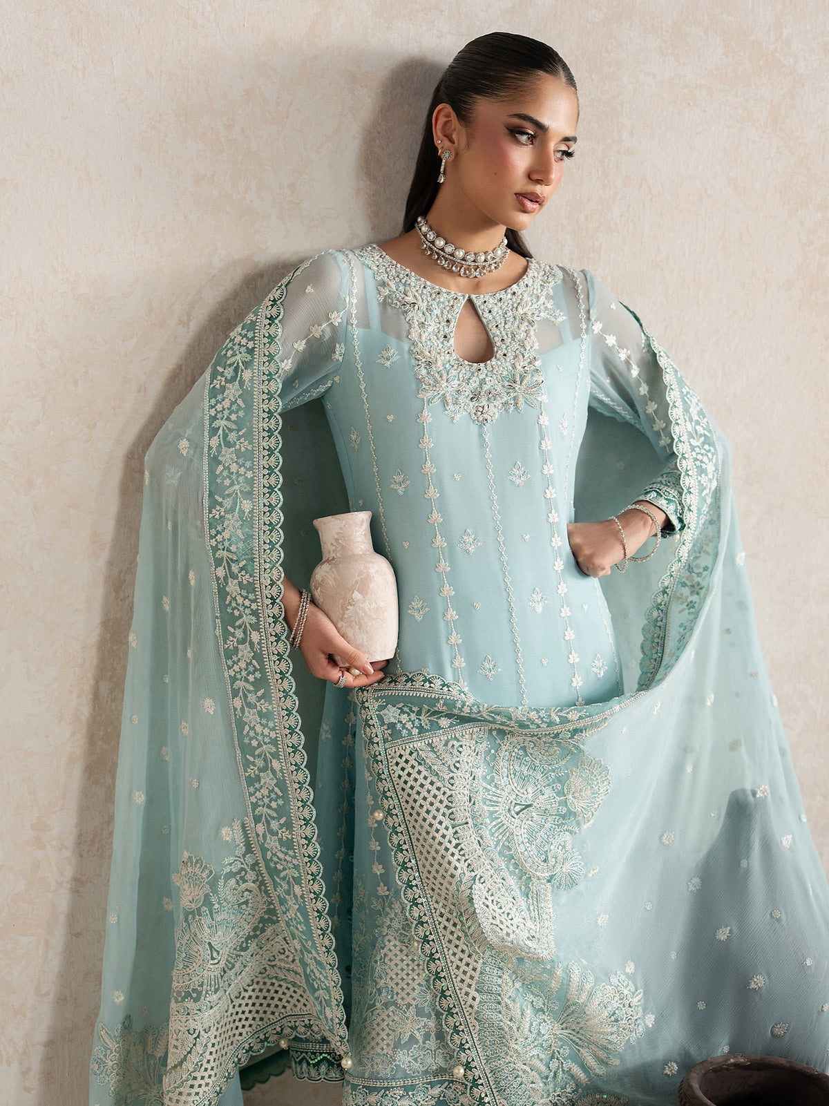 Gulaal | Inaaya Embroidered Chiffon 26 |Eileen - Formal Dress - available at Maria Faisal in UK and USA.