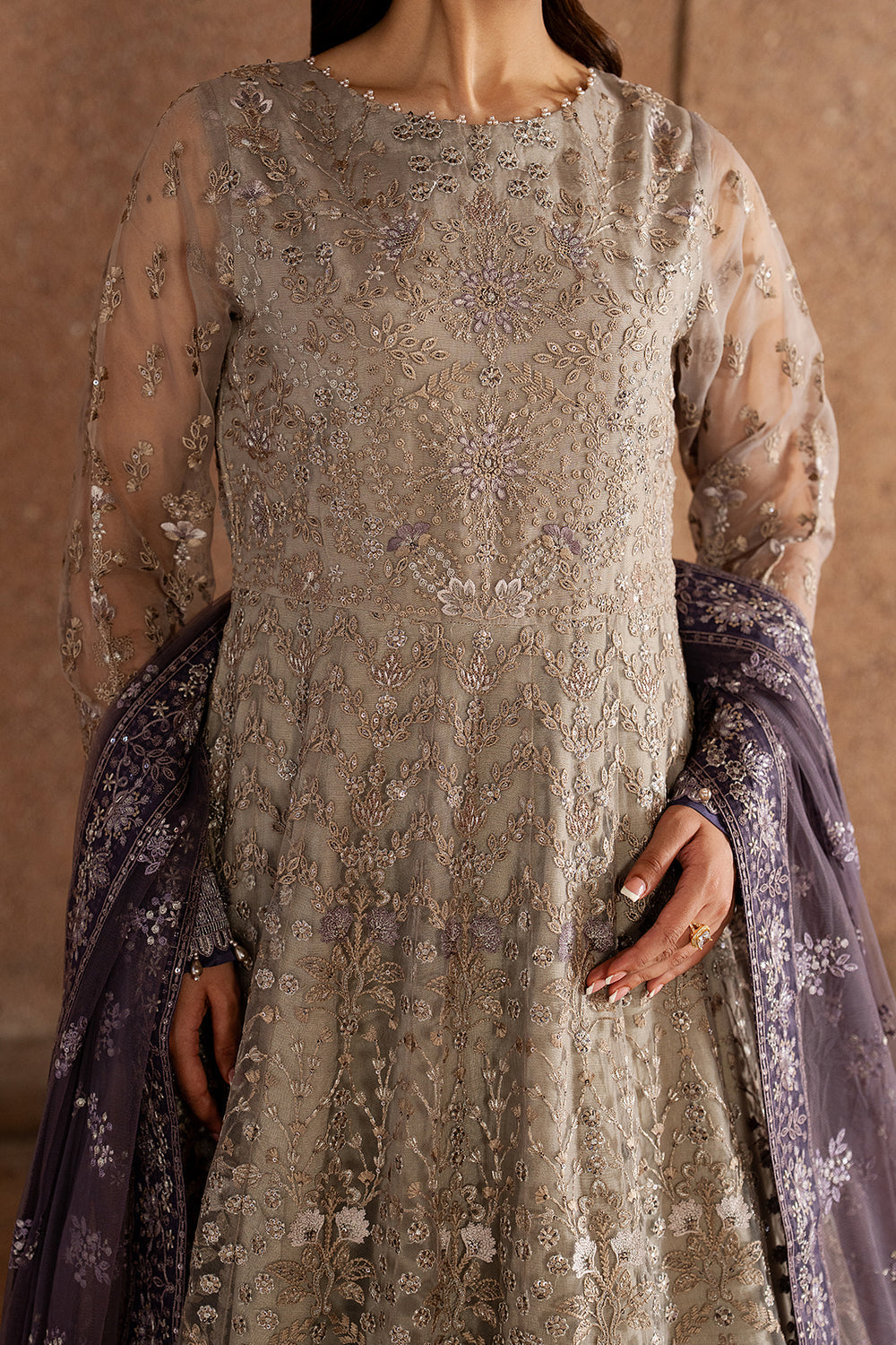 Lavish Premium | Lazawal Formals | Beige Serenity - Formal Dress - available at Maria Faisal in UK and USA.