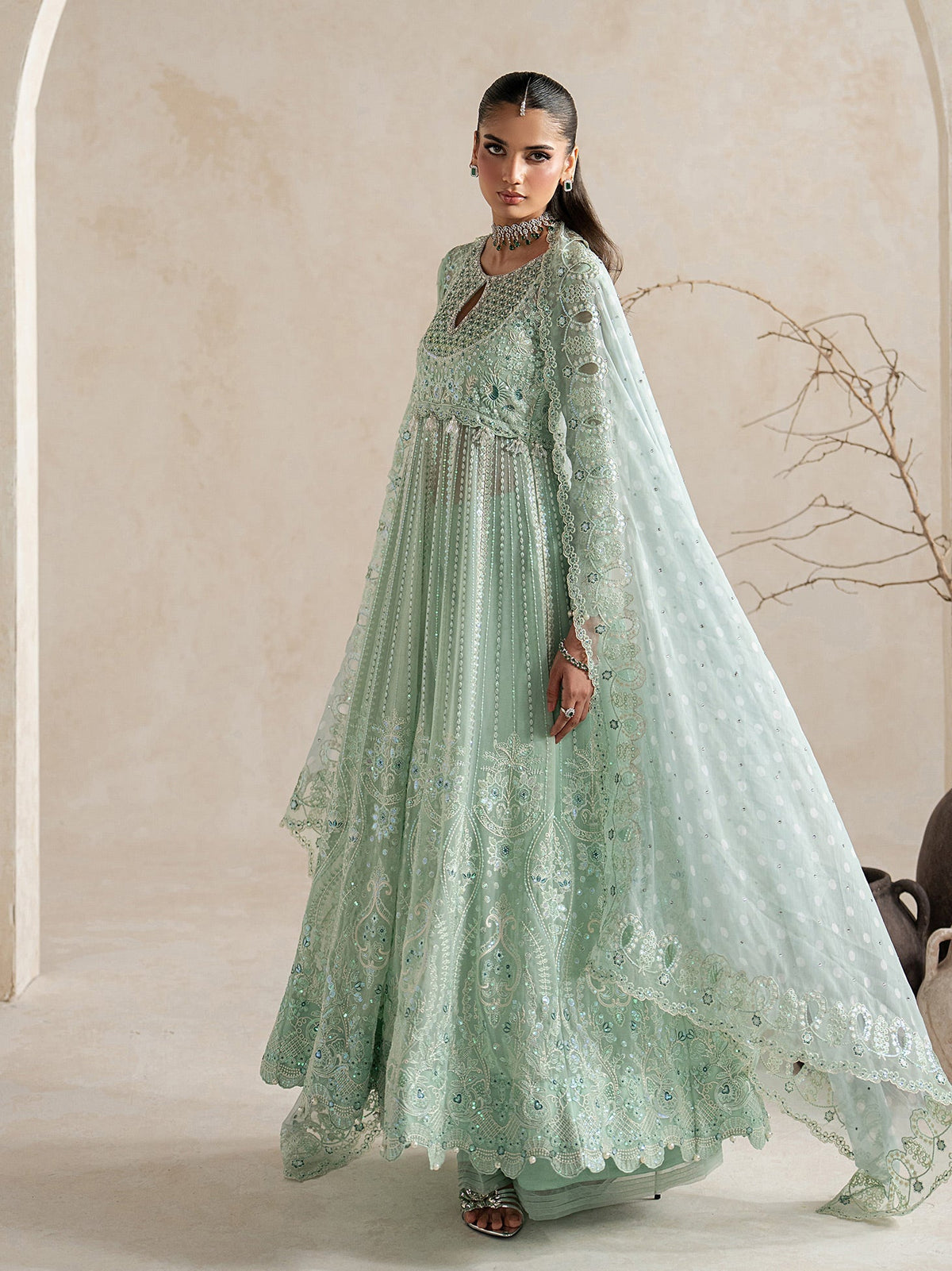Gulaal | Inaaya Embroidered Chiffon 26 | Evaa - Formal Dress - available at Maria Faisal in UK and USA.