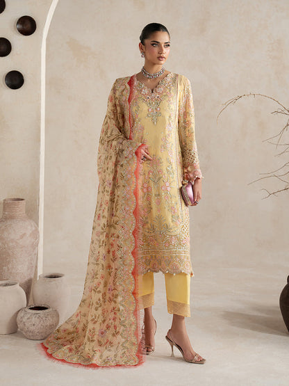 Gulaal | Inaaya Embroidered Chiffon 26 |Roselle - Formal Dress - available at Maria Faisal in UK and USA.
