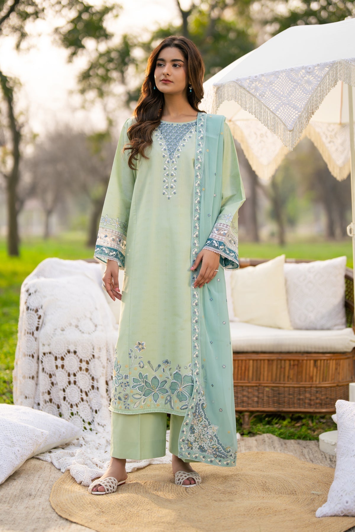 Xenia Formals | Sun Seeking | VERDARA - Formal Dress - available at Maria Faisal in UK and USA.