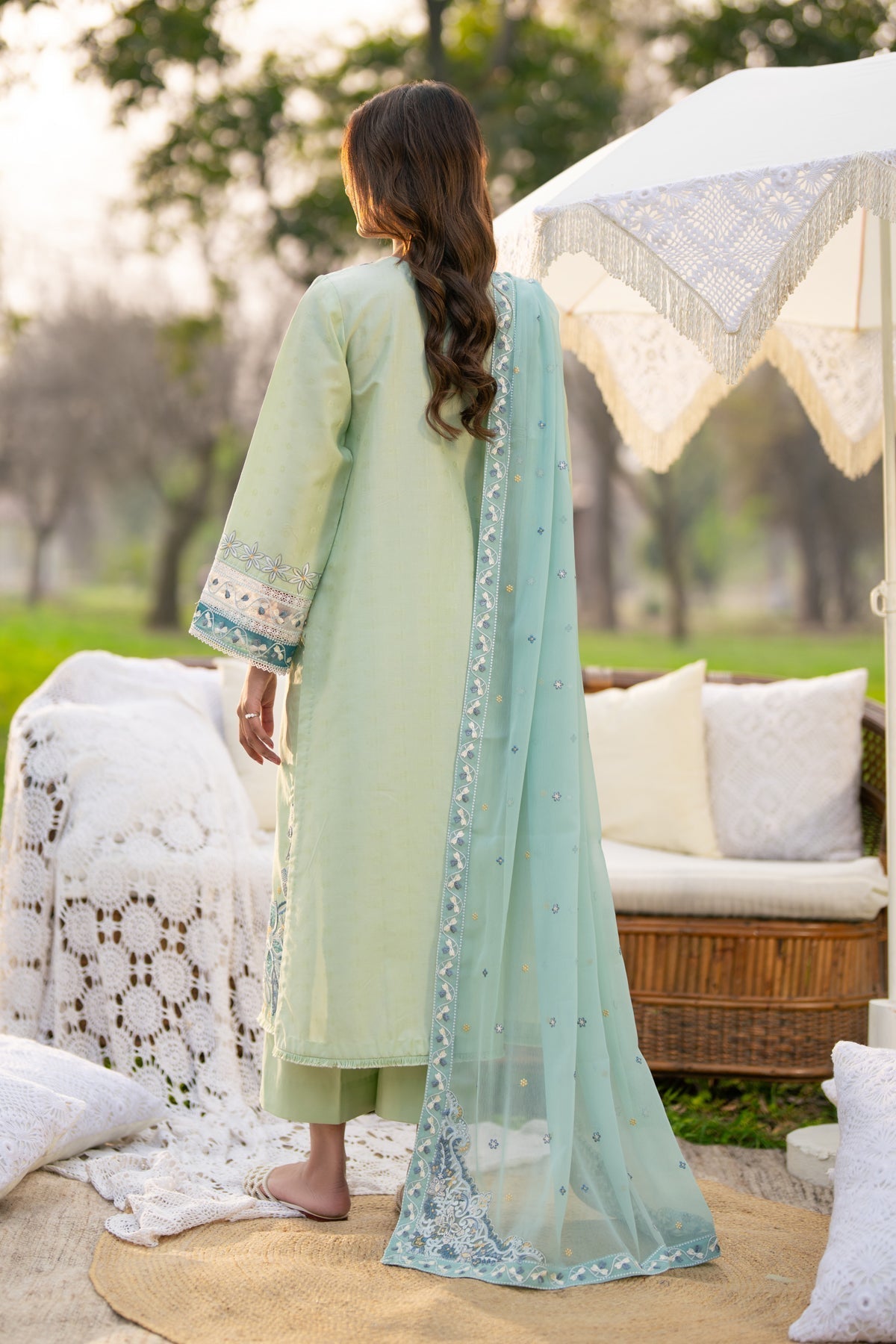 Xenia Formals | Sun Seeking | VERDARA - Formal Dress - available at Maria Faisal in UK and USA.