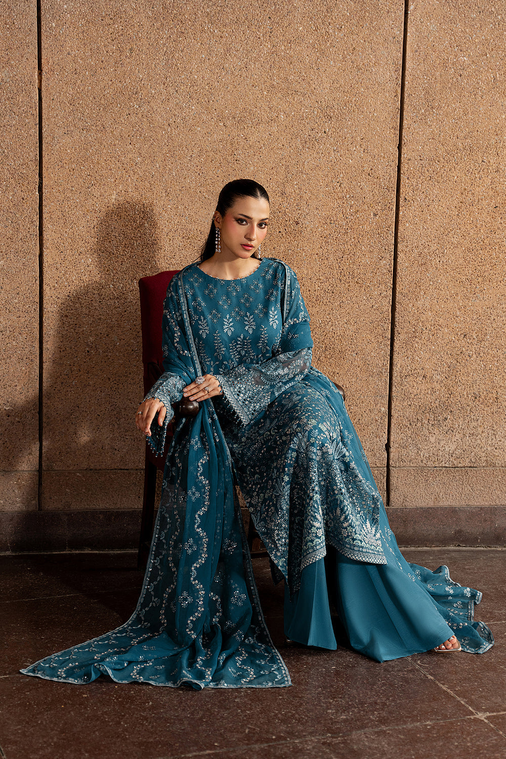 Lavish Premium | Lazawal Formals | Teal Essence - Formal Dress - available at Maria Faisal in UK and USA.
