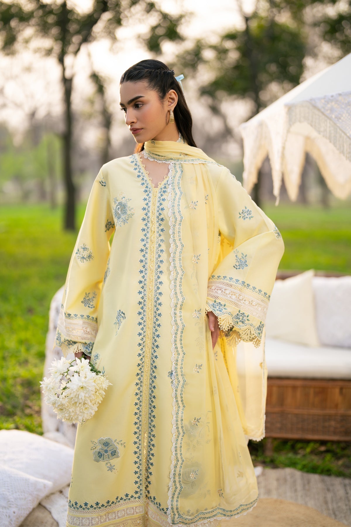 Xenia Formals | Sun Seeking | ARVYN - Formal Dress - available at Maria Faisal in UK and USA.