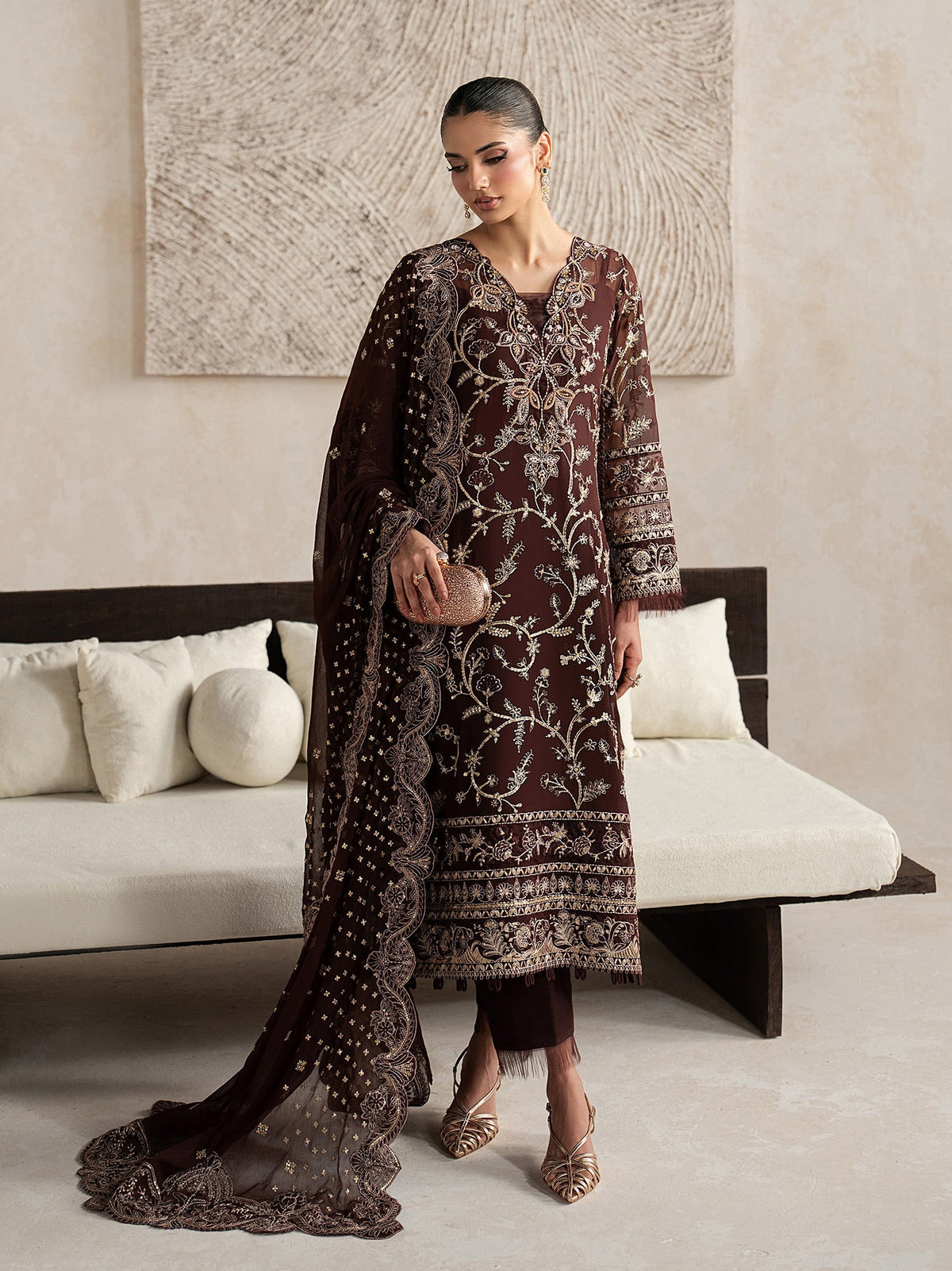 Gulaal | Inaaya Embroidered Chiffon 26 |Sofiya - Formal Dress - available at Maria Faisal in UK and USA.