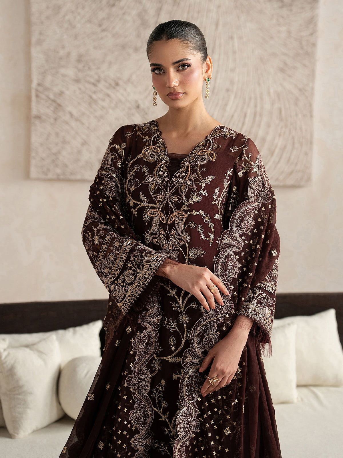 Gulaal | Inaaya Embroidered Chiffon 26 |Sofiya - Formal Dress - available at Maria Faisal in UK and USA.