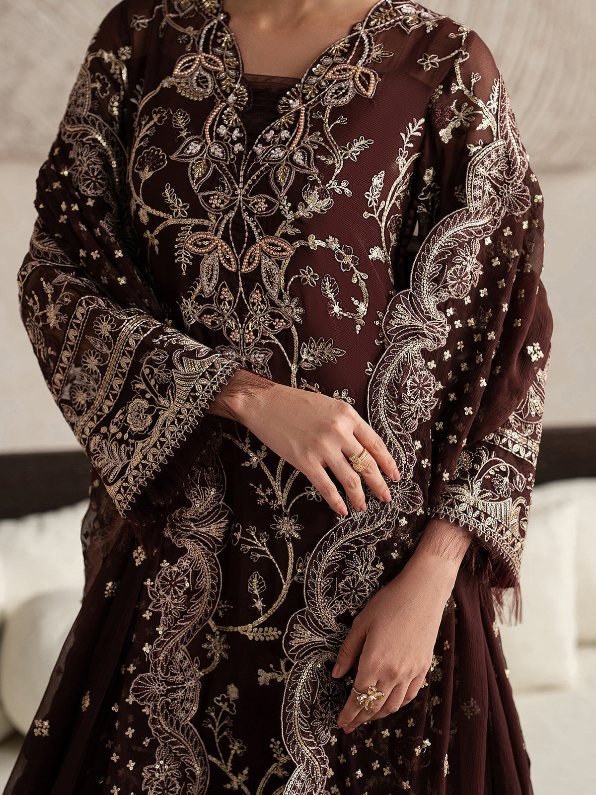 Gulaal | Inaaya Embroidered Chiffon 26 |Sofiya - Formal Dress - available at Maria Faisal in UK and USA.