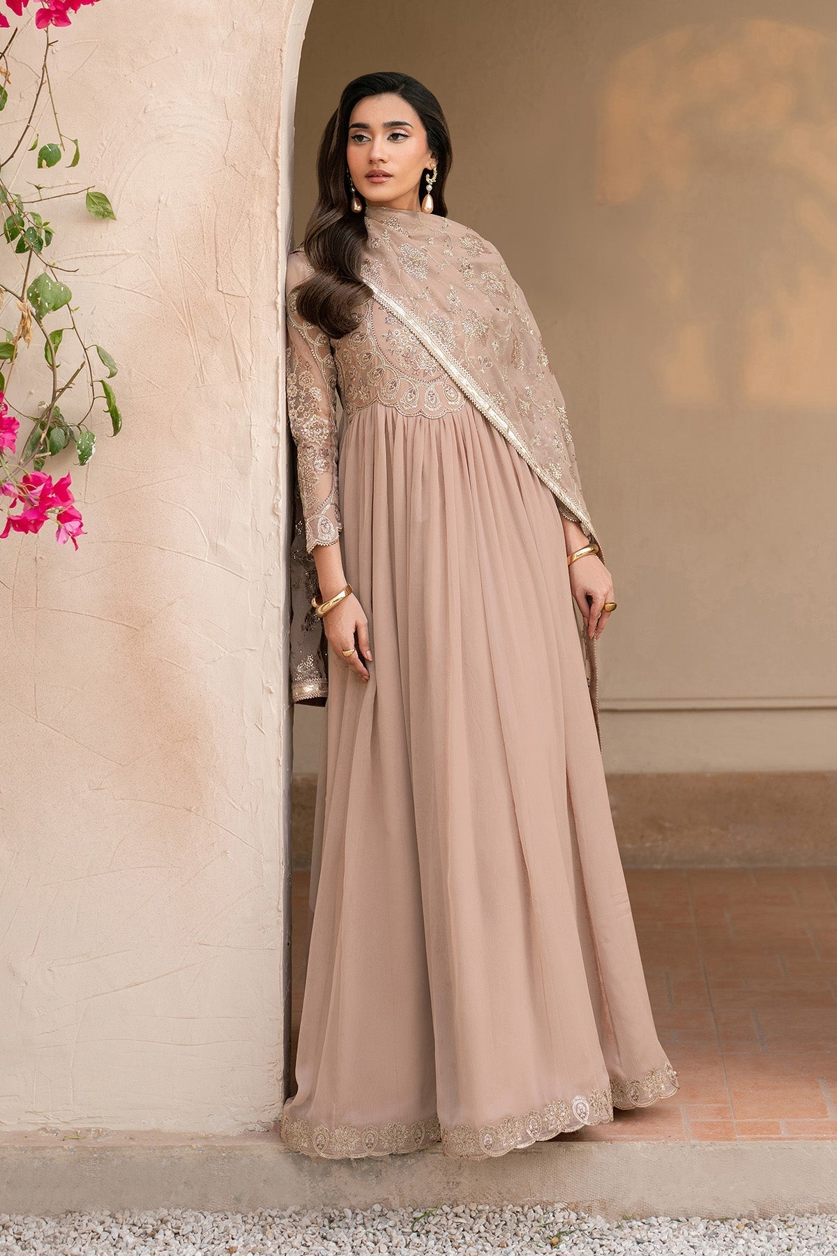 Alizeh | Ready to wear | Beige Dress 3 piece - RTW1027 - Ladies Clothes - Maria Faisal