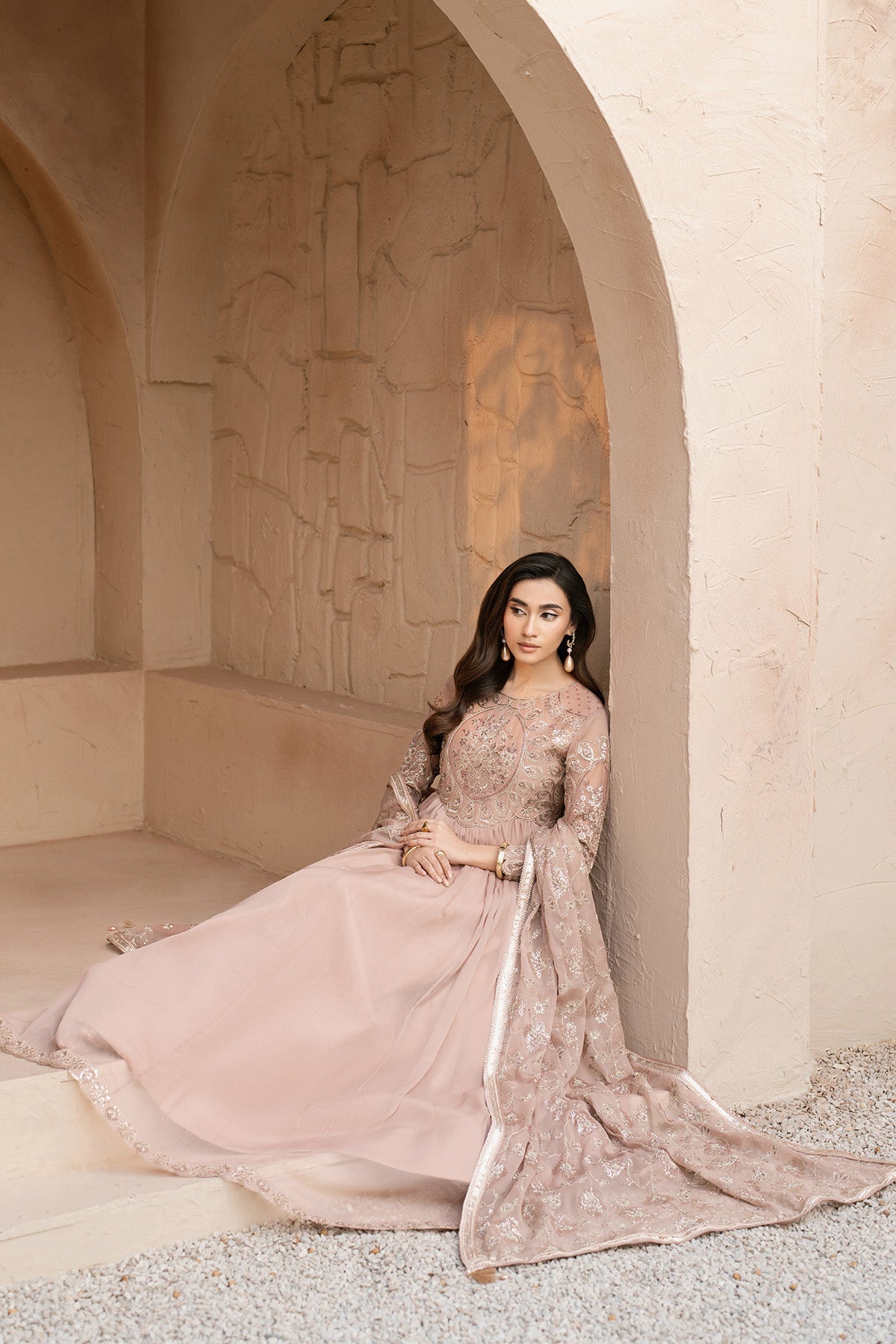 Alizeh | Ready to wear | Beige Dress 3 piece - RTW1027 - Ladies Clothes - Maria Faisal