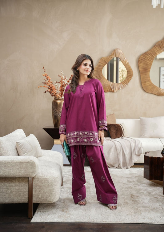 Faiza Faisal | FNF Cords Edit |VIOLET MIST - Casual Dress - available at Maria Faisal in UK and USA.