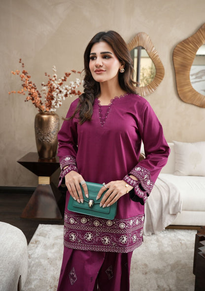 Faiza Faisal | FNF Cords Edit |VIOLET MIST - Casual Dress - available at Maria Faisal in UK and USA.