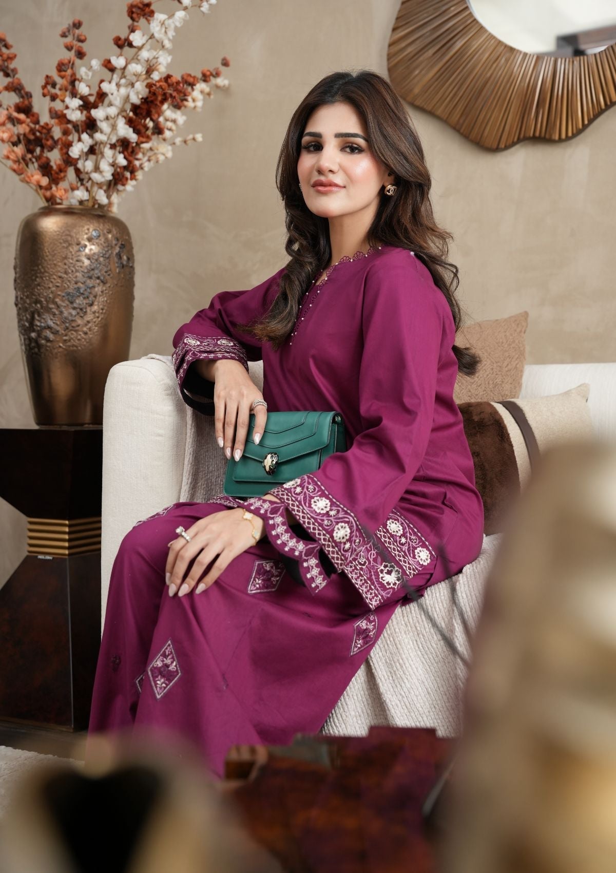 Faiza Faisal | FNF Cords Edit |VIOLET MIST - Casual Dress - available at Maria Faisal in UK and USA.