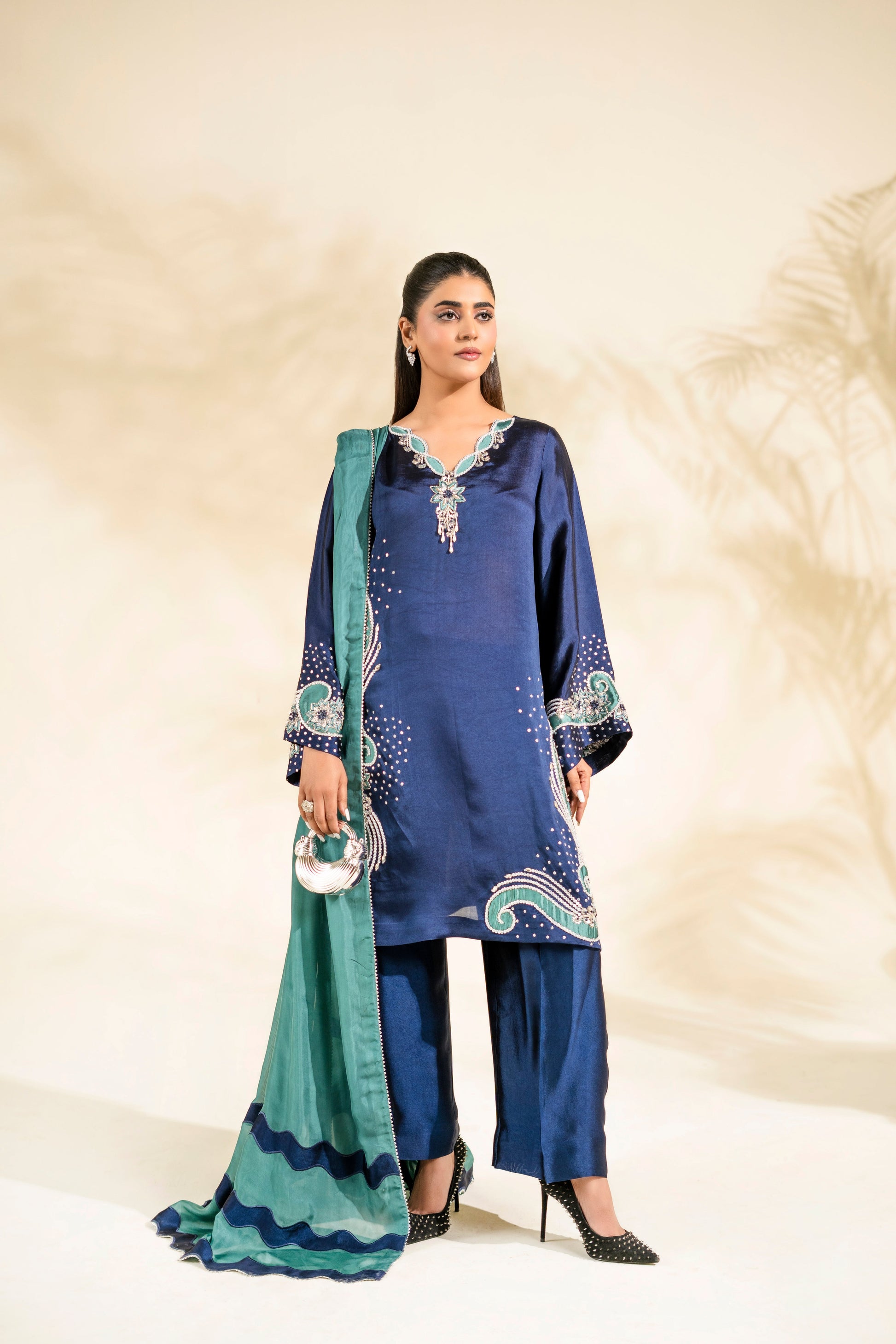 Faiza Faisal | Elara Luxury Pret | NAVY SERAPH - Luxury Dress - available at Maria Faisal in UK and USA.