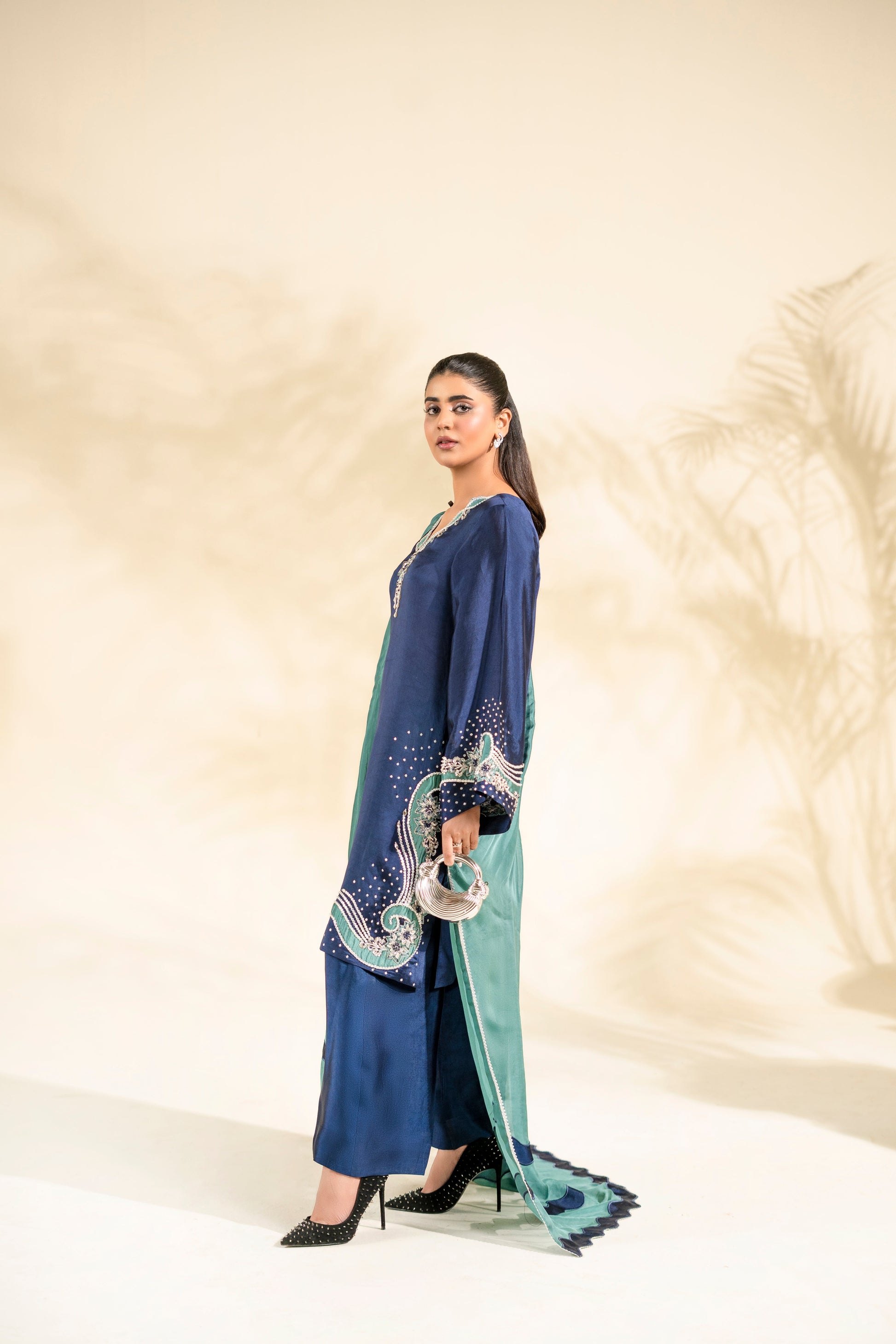 Faiza Faisal | Elara Luxury Pret | NAVY SERAPH - Luxury Dress - available at Maria Faisal in UK and USA.