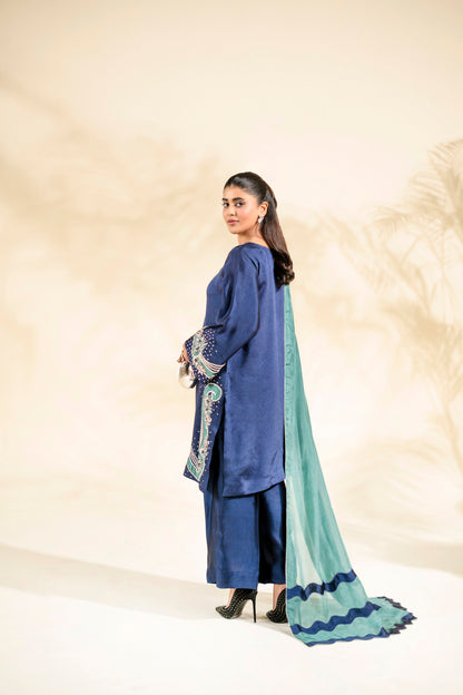 Faiza Faisal | Elara Luxury Pret | NAVY SERAPH - Luxury Dress - available at Maria Faisal in UK and USA.
