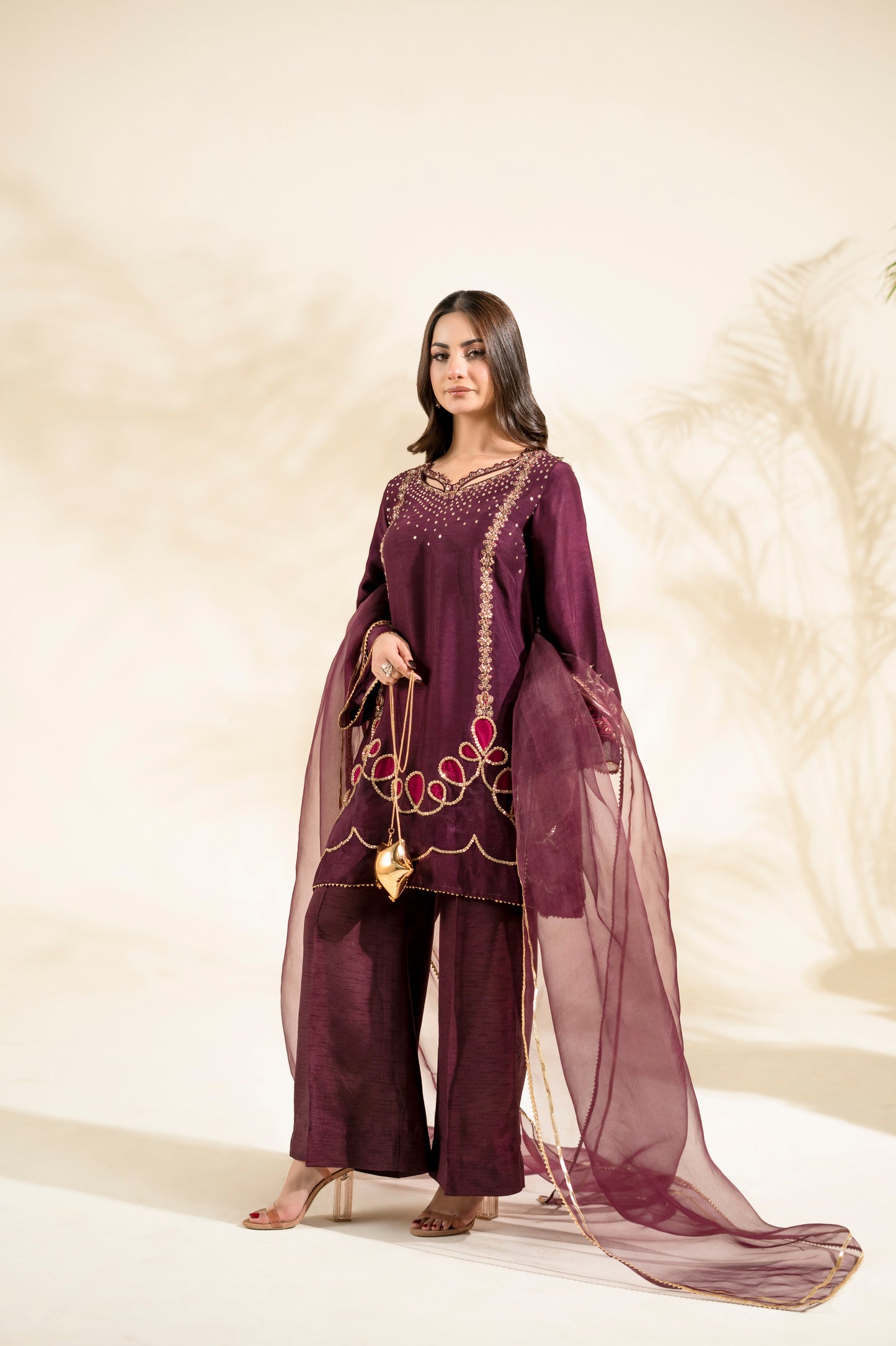 Faiza Faisal | Elara Luxury Pret | PLUM ROYALE - Luxury Dress - available at Maria Faisal in UK and USA.